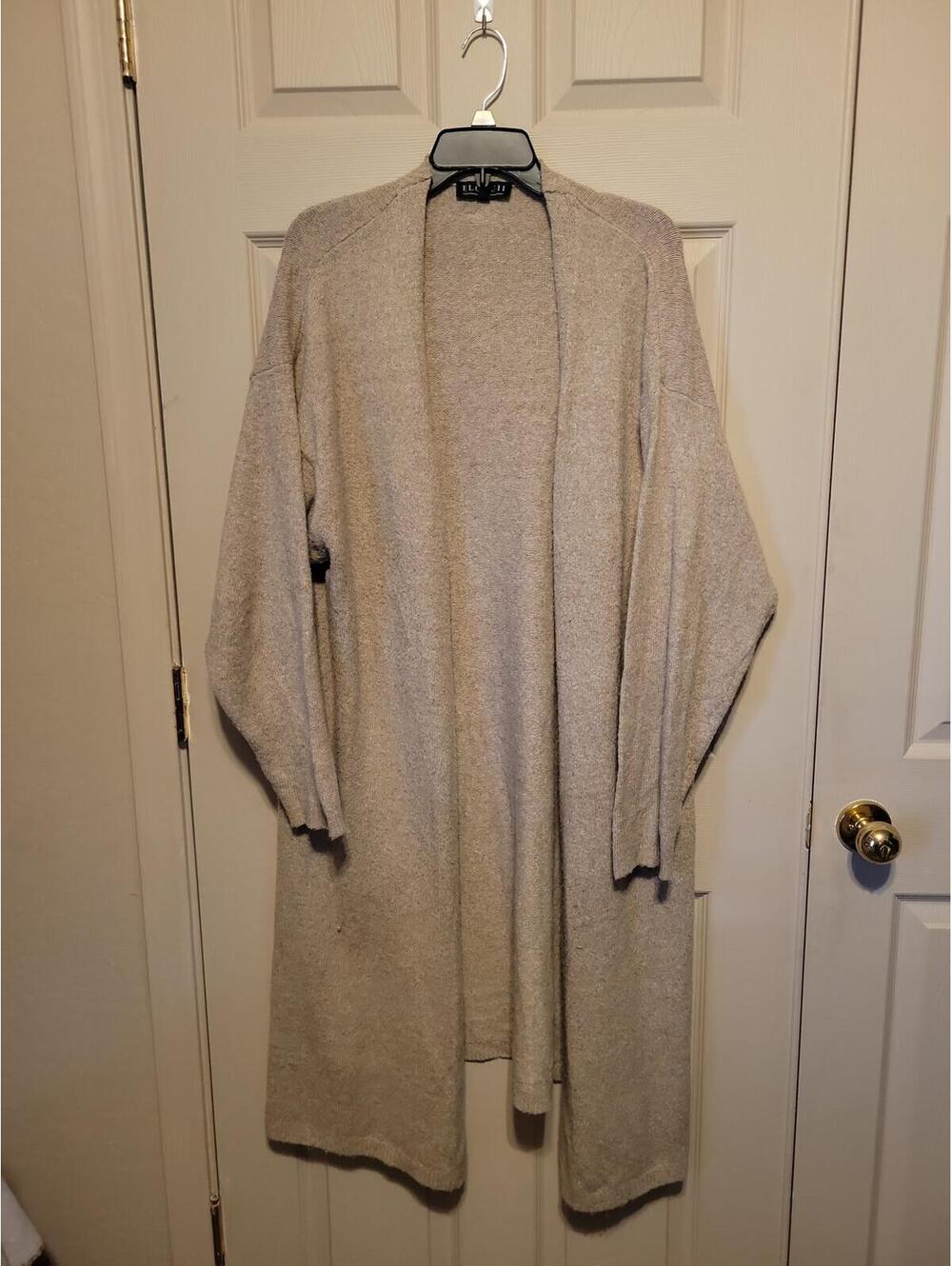 Eloquii Beige Long Open Front Cardigan Sweater Size 18/20